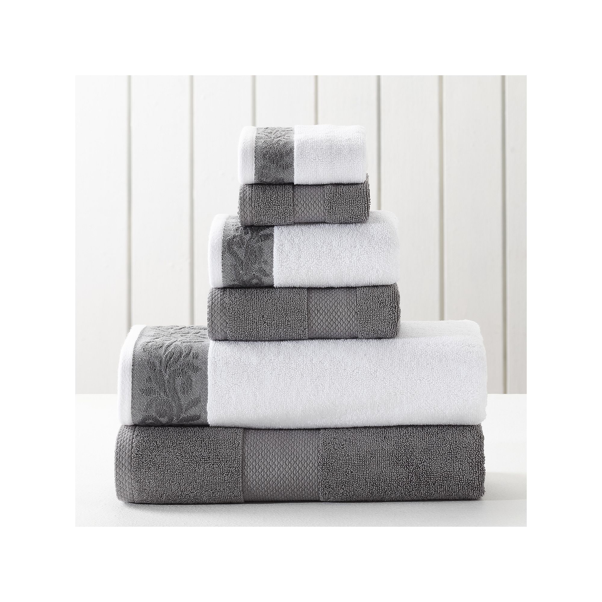 Allure Home 6-piece Filigree Jacquard Border Bath Towel Set, Grey