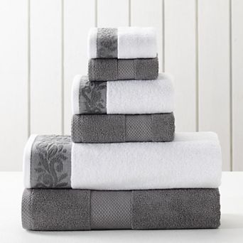 Allure Home 6 pc Filigree Jacquard Border Bath Towel Set