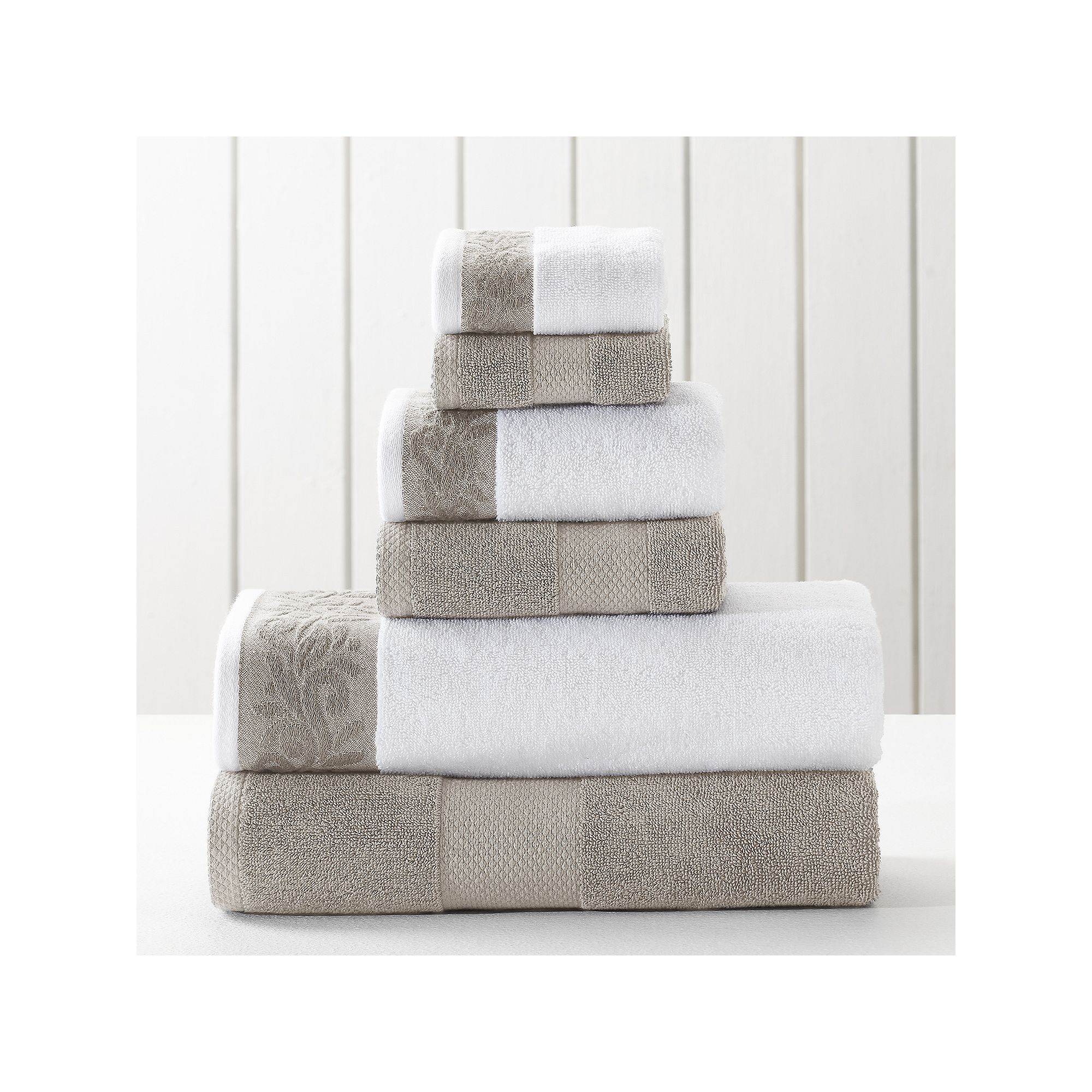 Allure Home 6-piece Filigree Jacquard Border Bath Towel Set, Flax