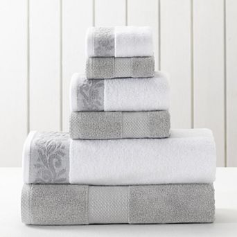 Allure Home 6 pc Filigree Jacquard Border Bath Towel Set