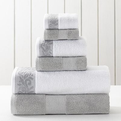 Allure Lifestyle 6 piece Filigree Jacquard Border Bath Towel Set