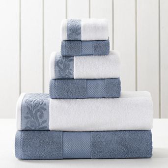 Allure Home 6 pc Filigree Jacquard Border Bath Towel Set