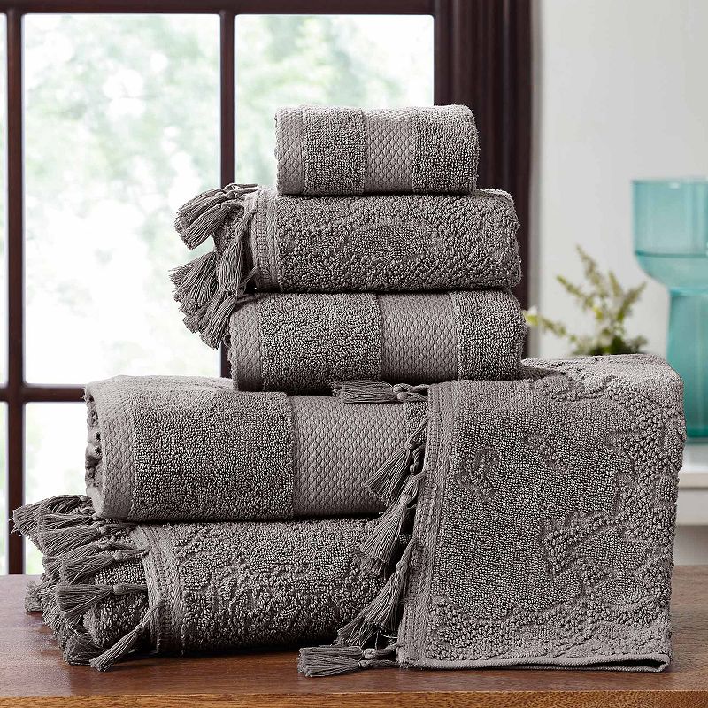 UPC 645470220338 product image for Allure Lifestyle 6-piece Tassel Border Jacquard Bath Towel Set, Grey | upcitemdb.com