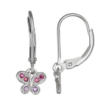Junior Jewels Kids' Sterling Silver Cubic Zirconia Butterfly Earrings