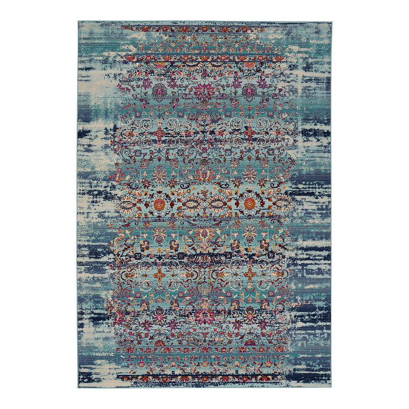 Nourison Vintage Kashan Boho Rug, Blue, 9X12 Ft