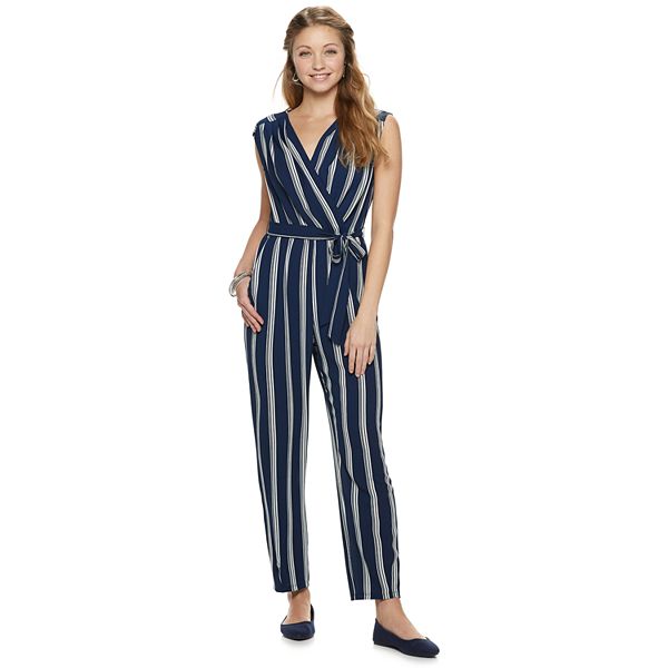 Juniors' Lily Rose Tapered Leg Surplice Jumpsuit