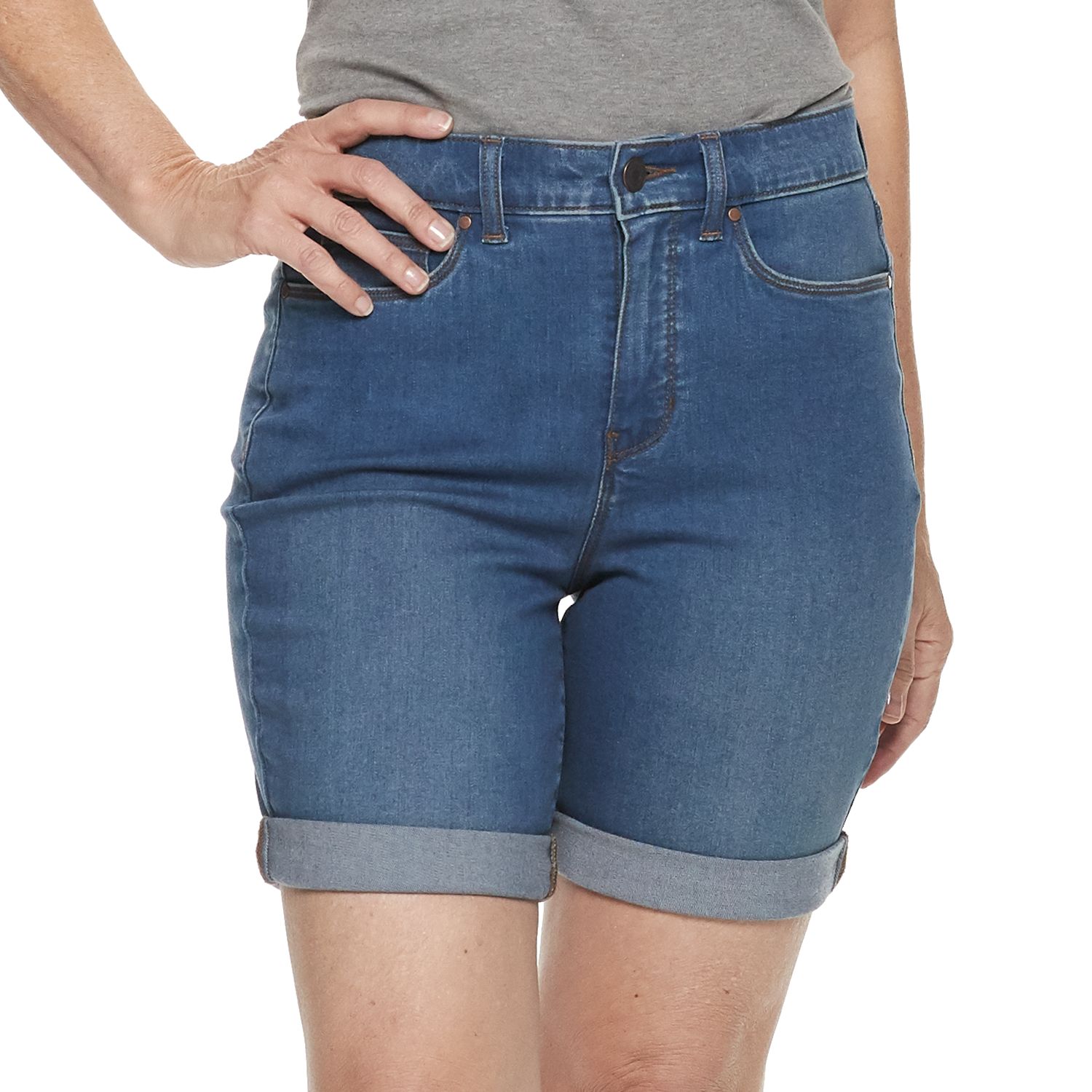 womens cuffed jean shorts