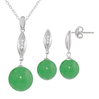 Onyx Cubic Zirconia 2 pc Earring & Pendant Necklace Set