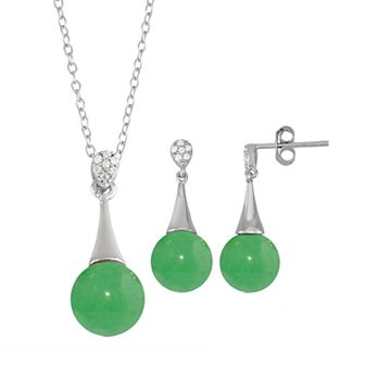 Onyx Cubic Zirconia 2 pc Pendant Necklace & Earring Set