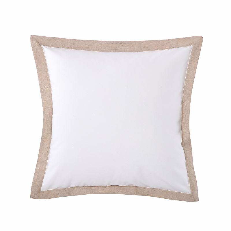 Tan Flange Euro Sham, White