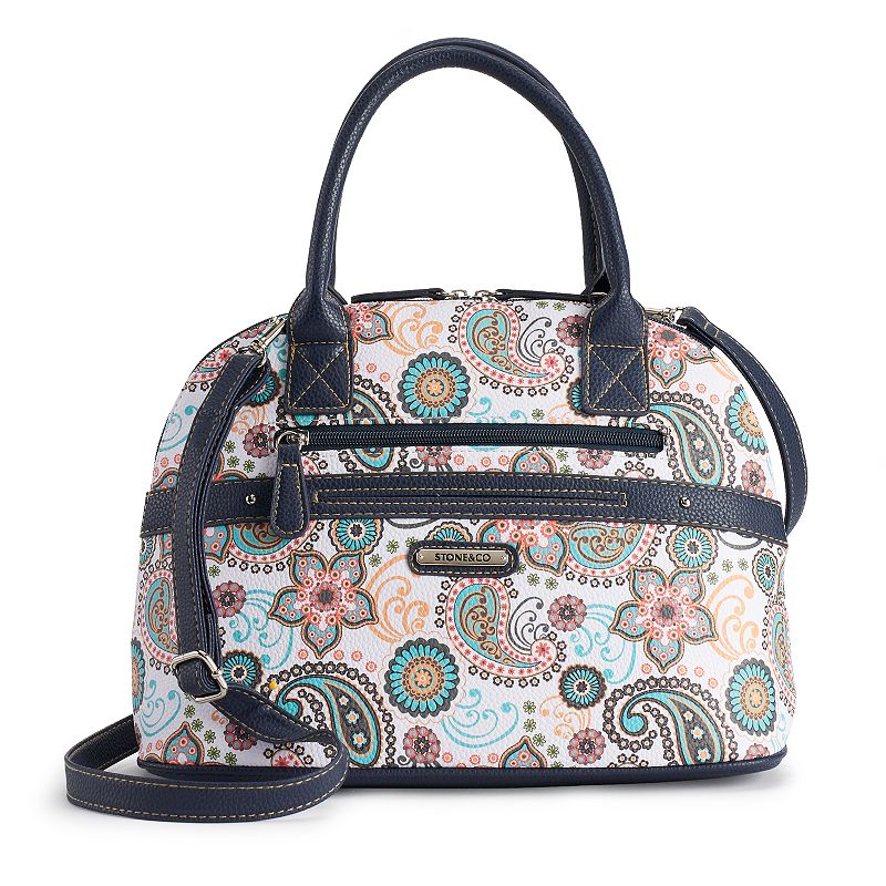 Stone & Co. Paisley Domed Satchel, White