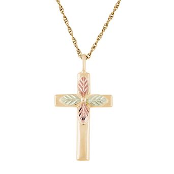 Black Hills Gold Tri-Tone Cross Pendant