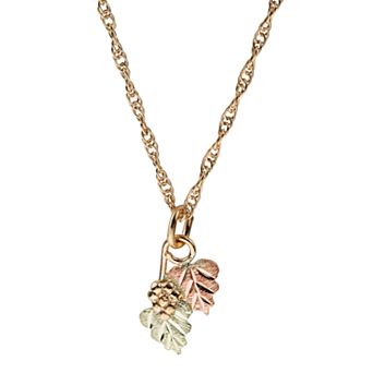 Black Hills Gold Tri-Tone Leaves & Grapes Necklace