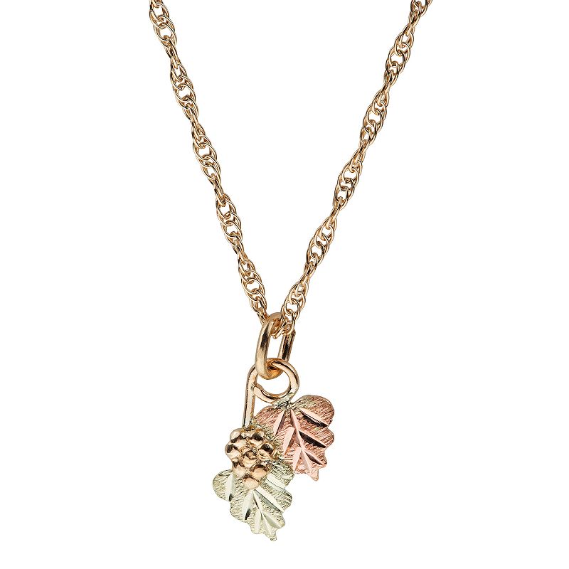 Black Hills Gold Tri-Tone Leaves & Grapes Necklace, Womens, Size: 18, Y