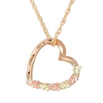 Black Hills Gold Tri-Tone Floating Heart Pendant
