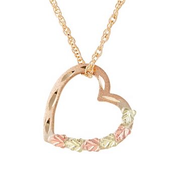 Black Hills Gold Tri-Tone Floating Heart Pendant
