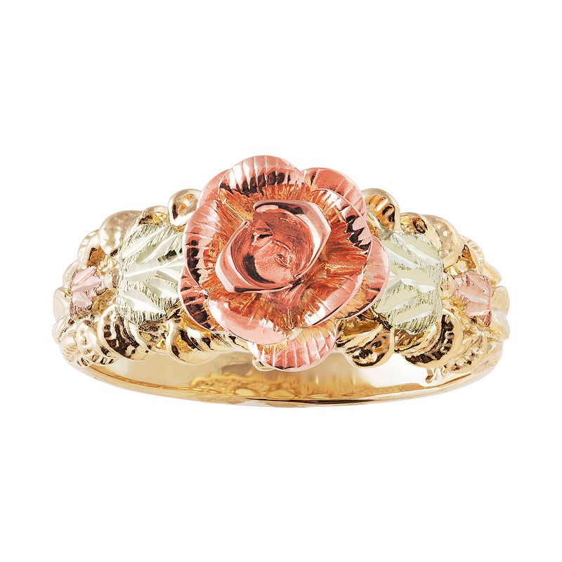 Black Hills Gold Tri-Tone Flower Ring, Womens, Size: 6, Yellow