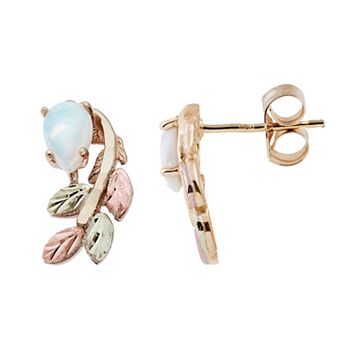 Black Hills Gold Tri-Tone Leaf Earrings