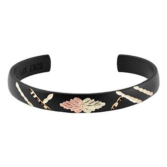 Black Hills Gold Tri-Tone Leaf Cuff Bracelet