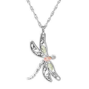 Black Hills Gold Dragonfly Pendant in Sterling Silver