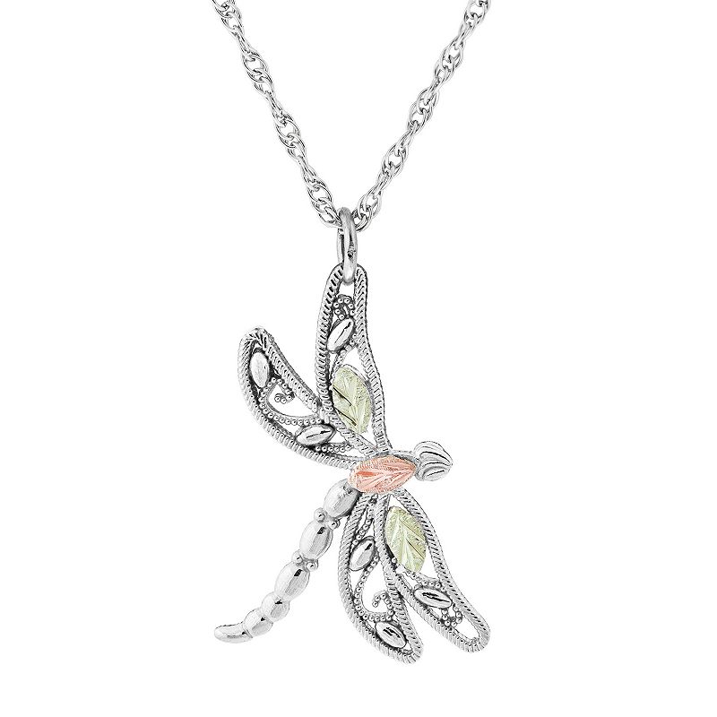 Black Hills Gold Dragonfly Pendant in Sterling Silver, Womens, Size: 18