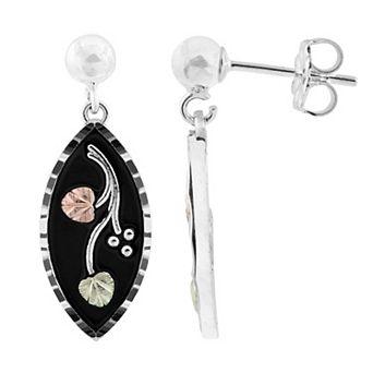 Black Hills Gold Marquise Drop Earrings in Sterling Silver