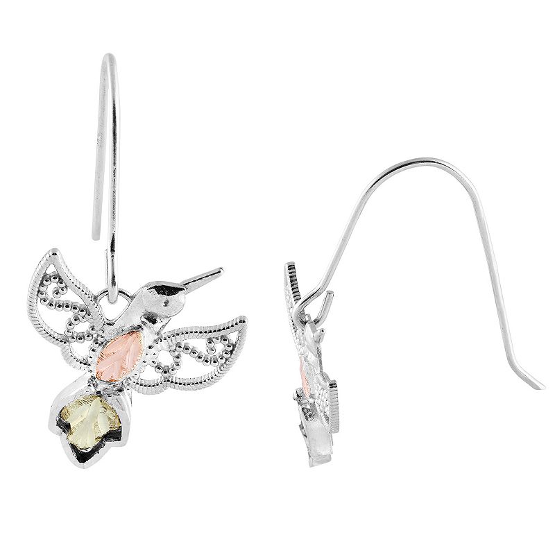 Black Hills Gold Hummingbird Earrings in Sterling Silver, Womens, White