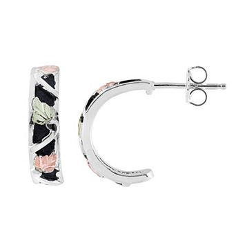Black Hills Gold Semi-Hoop Earrings in Sterling Silver