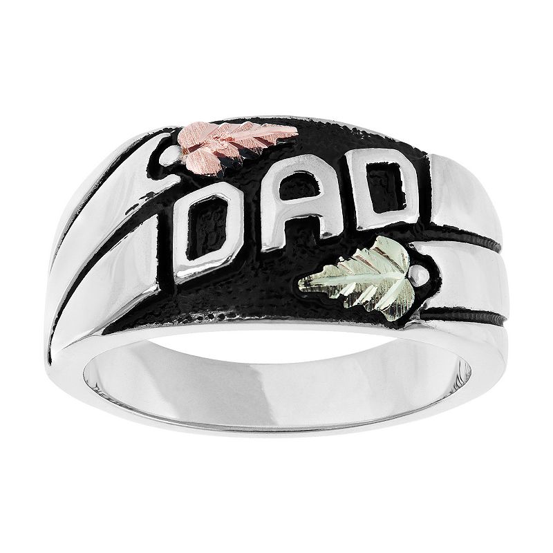 Black Hills Gold Mens Dad Ring in Sterling Silver, Size: 10, White