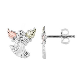Black Hills Gold Angel Stud Earrings in Sterling Silver