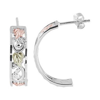 Black Hills Gold Filigree Semi-Hoop Earrings in Sterling Silver