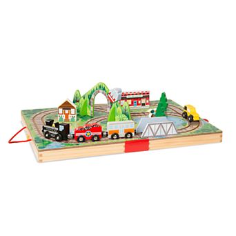 Melissa & Doug 17 pc Wooden Take-Along Tabletop - Railroad