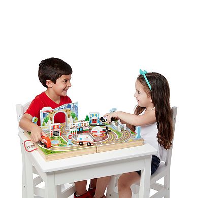 Melissa & Doug 18-Piece Wooden Take-Along Tabletop - Town