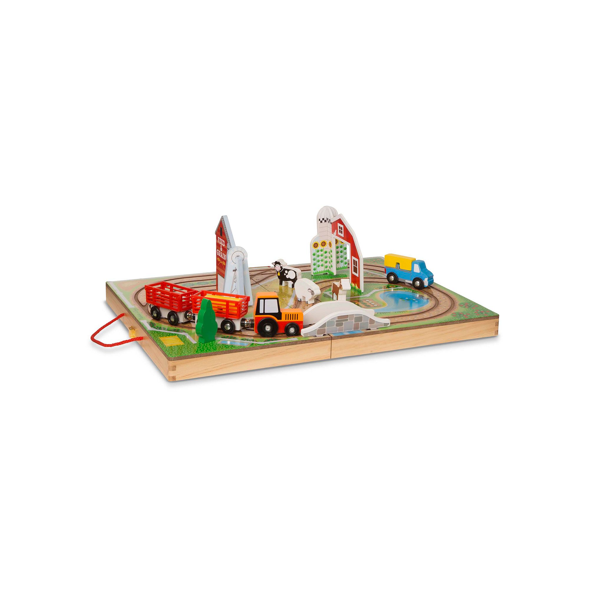 Melissa & Doug 17-Piece Wooden Take-Along Tabletop - Farm, Multi