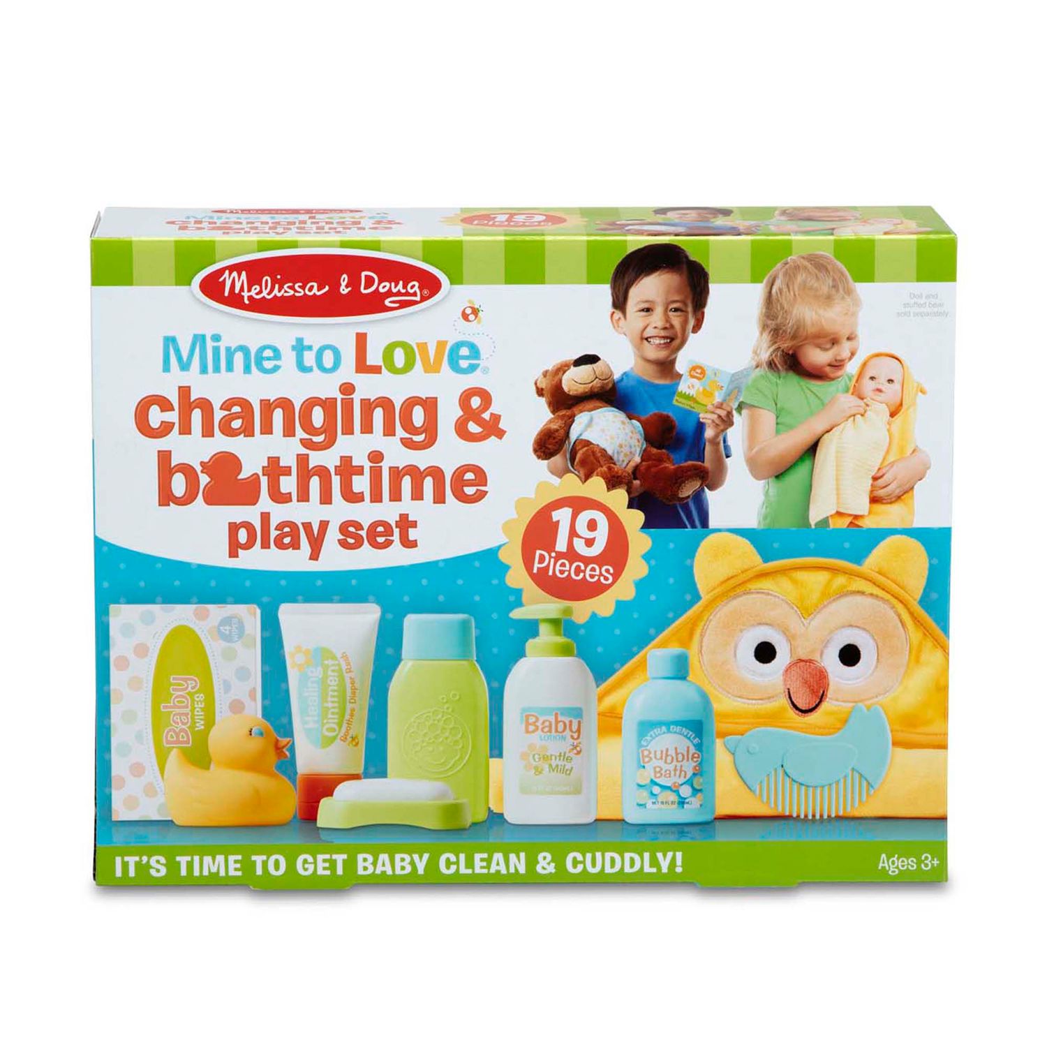 Игровой набор Melissa & Doug Mine to Love для кукол: пеленание и купание, 19 предметов — фото 2