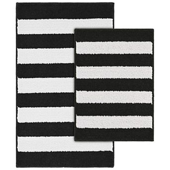 Garland Deco Beach Stripe 2 pc Bath Rug Set