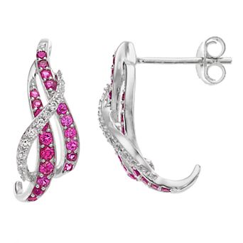 MASTERPIECE Sterling Silver Lab-Created Ruby & Lab-Created White Sapphire Earrings