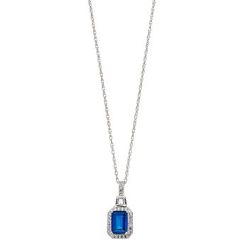 MASTERPIECE Sterling Silver Lab-Created Blue & White Sapphire Halo Pendant