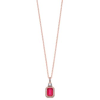 14k Gold Over Silver Lab-Created Ruby & Lab-Created White Sapphire Halo Pendant