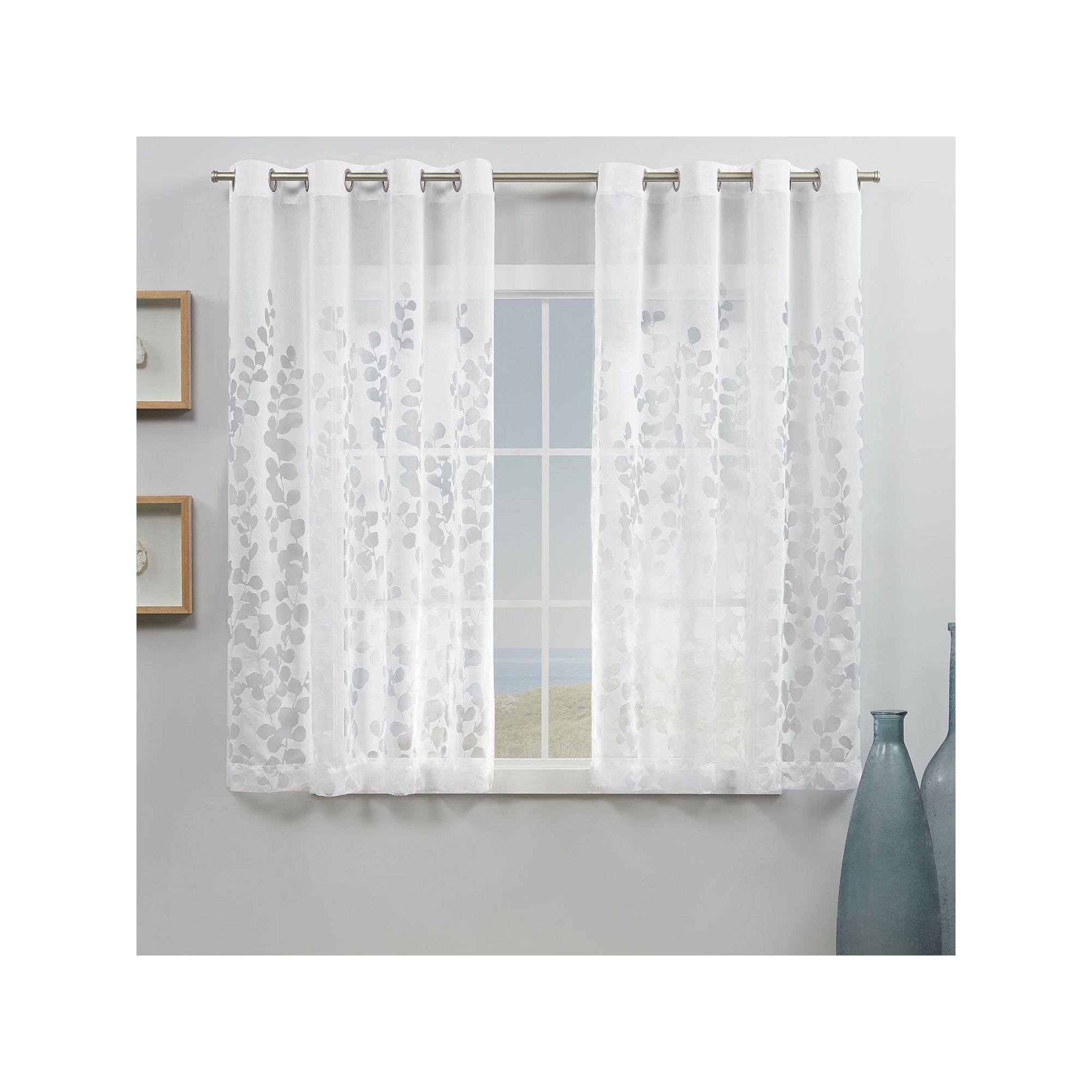 Exclusive Home 2-pack Wilshire Burnout Sheer Window Curtains, White