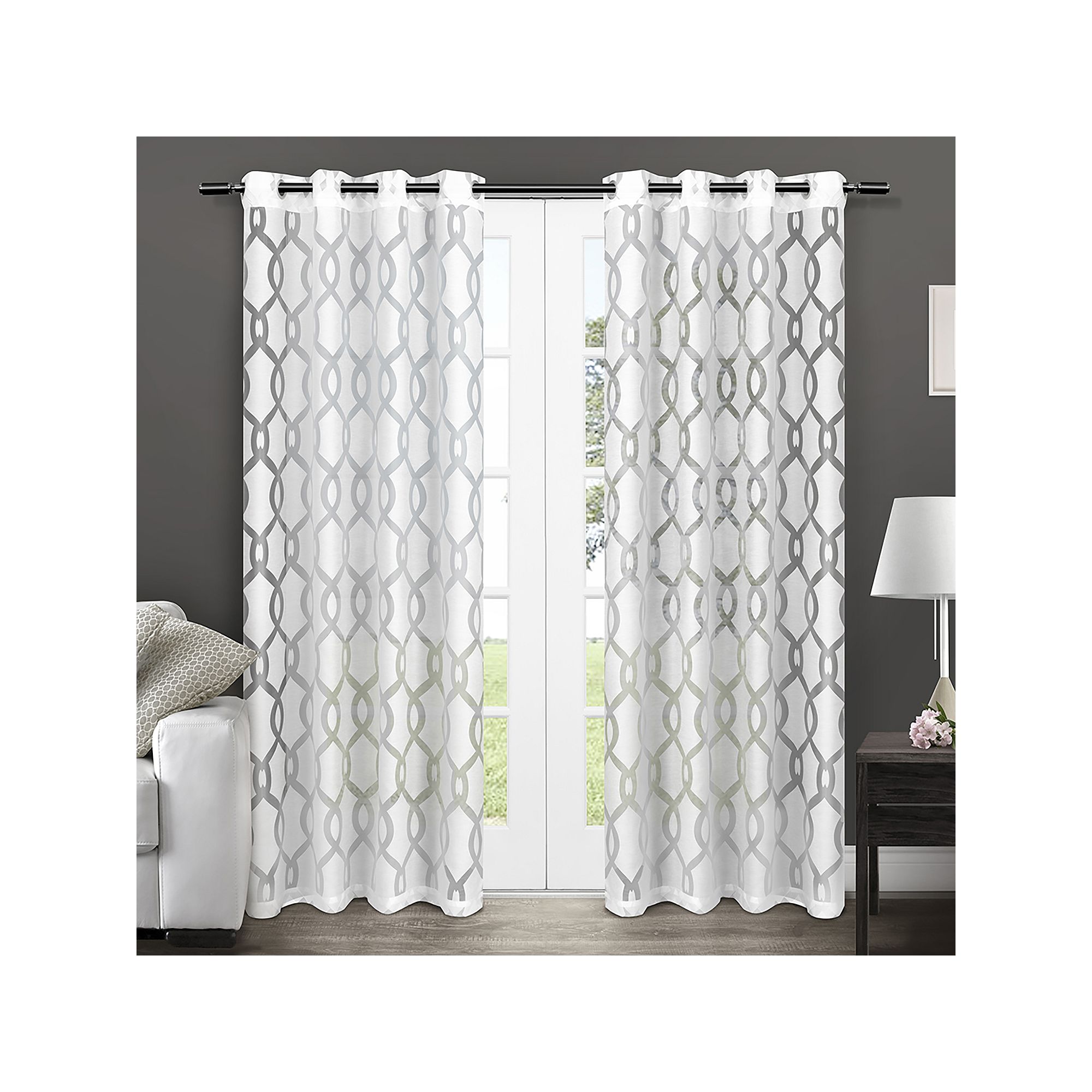 Exclusive Home Rio Burnout Sheer Window Curtains, Winter White