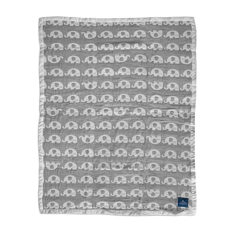 Living Textiles Cotton Muslin Jacquard Blanket, Grey