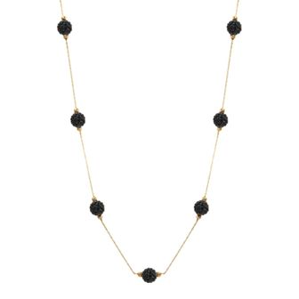 Women's 14ky Gold Bead White Crystal Station Necklace