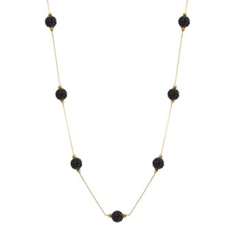 Women's 14ky Gold Bead White Crystal Station Necklace