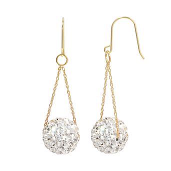 Women's 14k Gold White Crystal Earrings