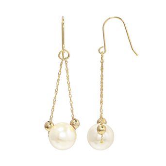 14K Gold Cultured Freshwater Pearl Dangle Earrings