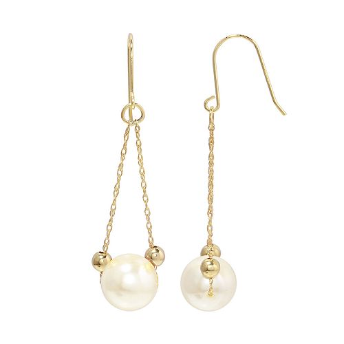 14K Gold Cultured Freshwater Pearl Dangle Earrings