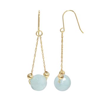 14K Gold Aquamarine Dangle Earrings
