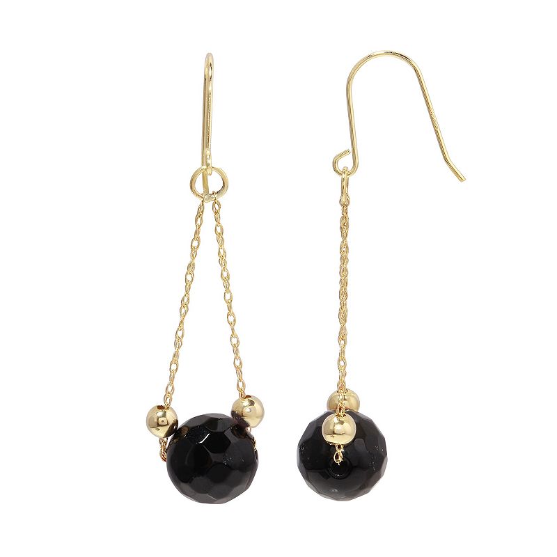 14K Gold Aquamarine Dangle Earrings, Womens, Black