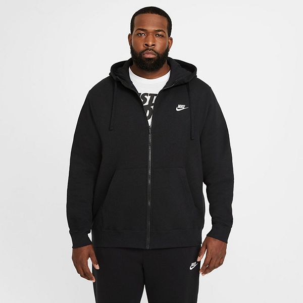 Nike Men's Sportswear Club Fleece Full-Zip Hoodie BV2645-010 - Black/Black/White - S